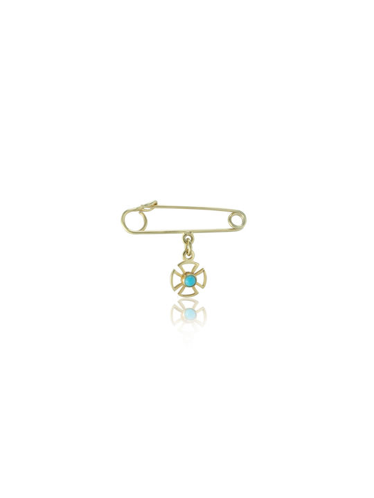 Συλλογή ΧΡΥΣΟΣ ΟΙΚΟΣ Child Safety Pin made of Gold 14K with Cross