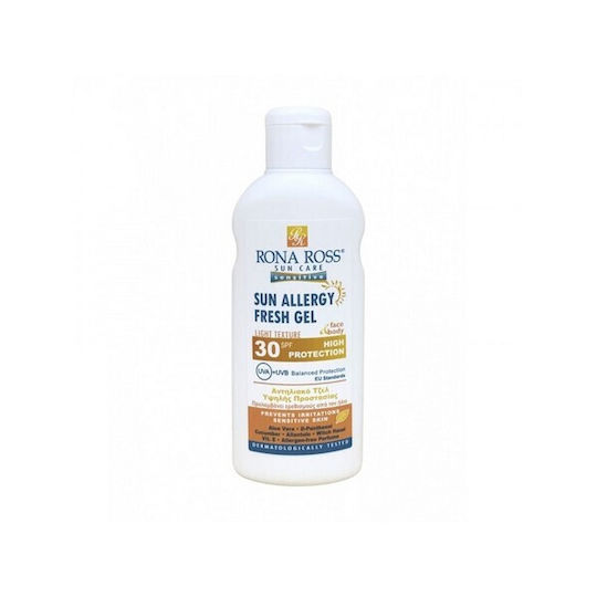 Rona Ross Sun Allergy Αδιάβροχο Αντηλιακό Gel Προσώπου & Σώματος SPF30 150ml