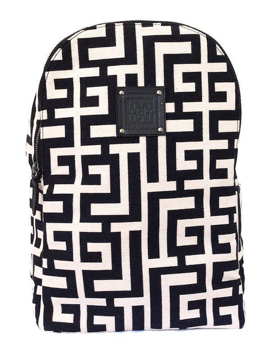 Kimon I Кожена Дамска Чанта Раница Beige Black Labyrinth