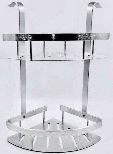 ForHome Стенен Рафт за баня Метален с 2 рафта 22x22x44см