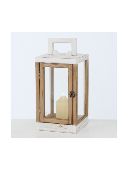 Handmade Lantern White Wood Ismini 25x20cm