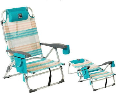 BigBuy Sunbed-Armchair Beach Aluminium Blue 87x51x23cm.