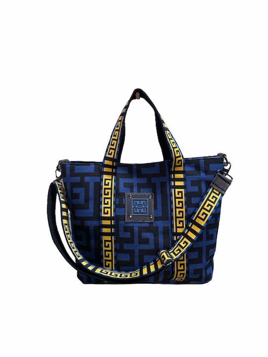 Midneto Calypso II Women's Bag Shopper Shoulder Blue Black Labyrinth