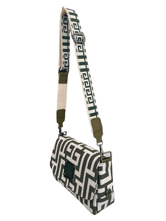 Midneto Phivos I Damen Tasche Crossbody Green Beige Labyrinth