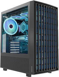 Modecom Breeze ARGB FLOW Midi Tower Κουτί Υπολογιστή με Πλαϊνό Παράθυρο Μαύρο