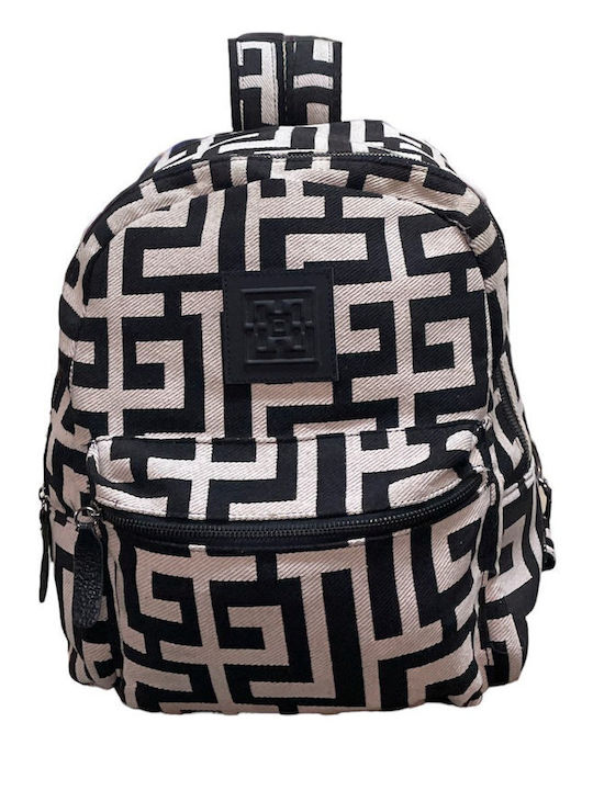 Midneto Polymnia I Damen Tasche Rucksack Beige Black Labyrinth