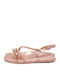 Leder Flache Sandalen für Damen in Rosa Farbe