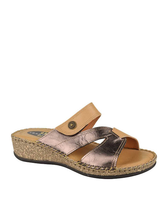 Yfantidis Leather Women's Flat Sandals in Beige...