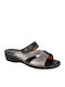 Leather Women's Flat Sandals in Black Color