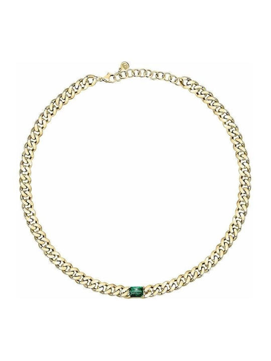 Chiara Ferragni Necklace From Gold Plated Steel With Green Zircon