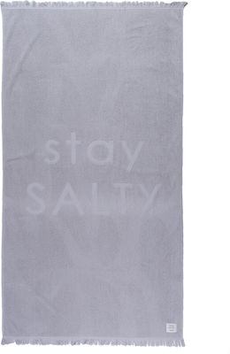 Nef-Nef Stay Salty Prosop de Plajă de Bumbac Albastru cu franjuri 170x90cm.