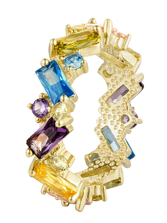 Prince Silvero Ring with Stones Gold Plated