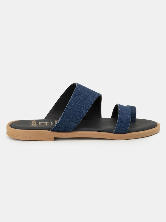 Sandale Bozikis Leather Talpă Moale & Bretele Sandale Casual Damă 211 Jeans Închis de Piele