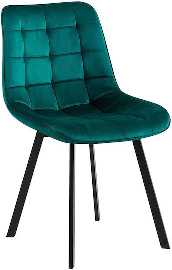 Myriam Dining Room Velvet Chair Black - Forest Green 50x56x83cm 4pcs