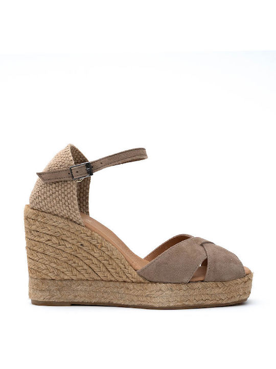 Pinaz Kastanienbraune Espadrilles Flatform 17057 Beige 17057/africa