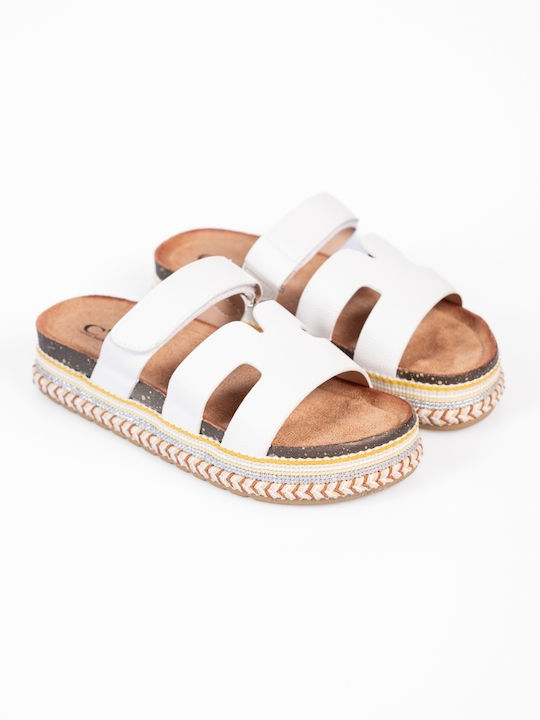 Flatform Boho Decor Sandals White