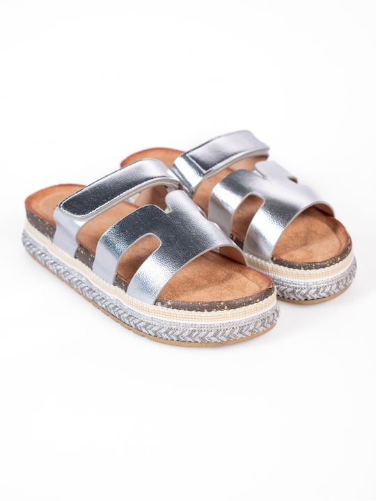 Flatform sandale Boho decorare argint