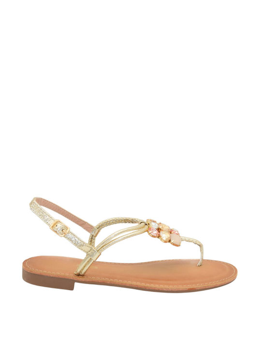 Morena Spain Women's Sandals with Ankle Strap with Stones Gold