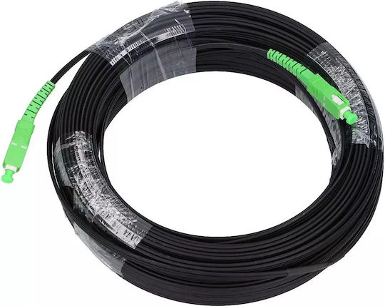 Extralink Flat Καλώδιο Οπτικής Ίνας SC/APC-SC/APC 15m Μαύρο