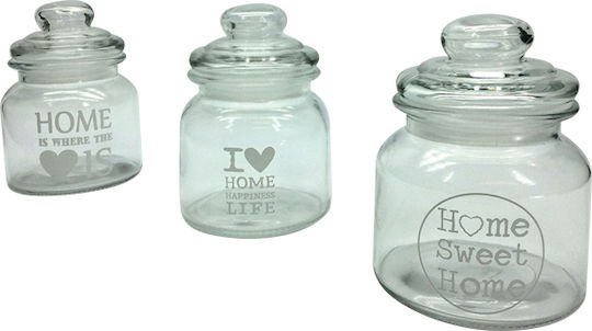General Trade Set 2 Pieces General Use Glass Jars with Lid Transparent 650ml 2 Pieces