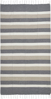 Ble Towel Pestemal Grey Beige White Colour Stripes 90x180 100% Cotton