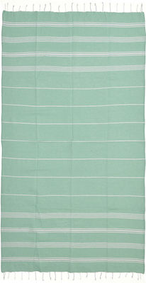 Ble Πετσετα Pestemal Πρασινο Λευκο Χρωμα Ριγες 90x180 100% Cotton