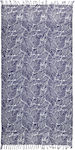 Ble Πετσετα Διπλης Οψης Μπλε Λευκο Φυλλα 180x100 100% Cotton