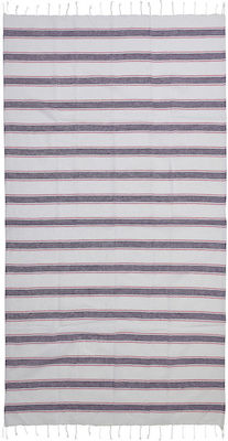 Ble Towel Pestemal White Purple Colour Stripes 90x180 100% Cotton