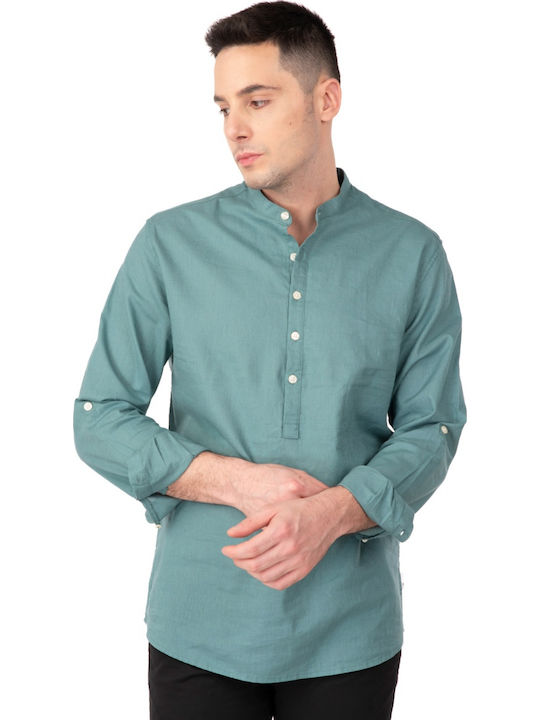 Langärmlig Leinen Hemd Teal