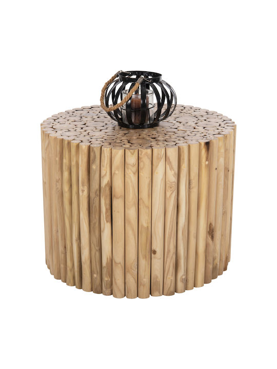 Round Side Table Cooter made of Solid Wood Teak branches-natural L60xW60xH46cm