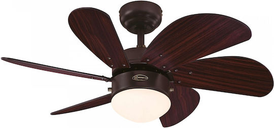 Westinghouse Turbo Swirl Ceiling Fan 76cm with Light Fixture Brown