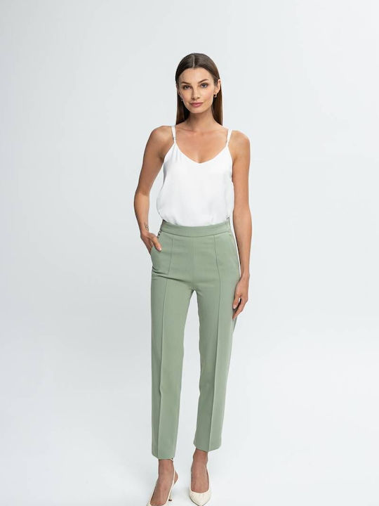 Roding Damen Hoch tailliert Stoff Hose Bay Leaf Mint
