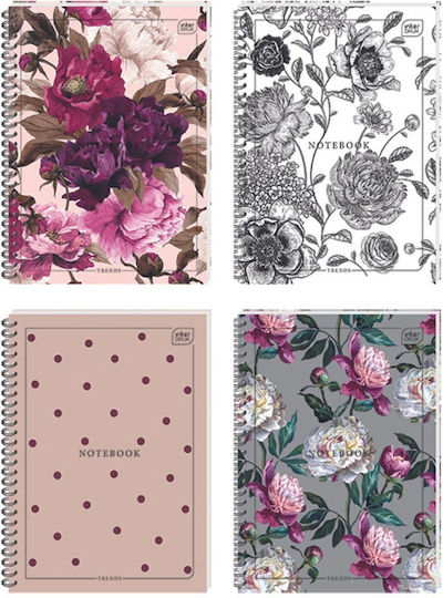 Caiet cu spirală Interdruk Flowers 3 Teme 17x25 180 Pagini Diverse modele