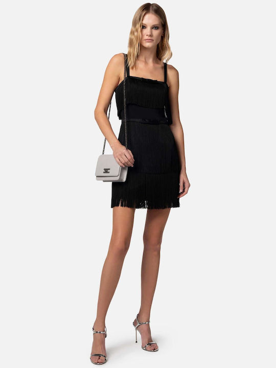 Elisabetta Franchi Mini Φόρεμα με Βολάν Μαύρο