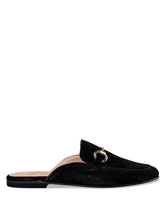 Envie Shoes Δερμάτινα Mules με Τακούνι σε Μαύρο Χρώμα