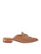 Flat Mules from Patent Leather in Beige Color