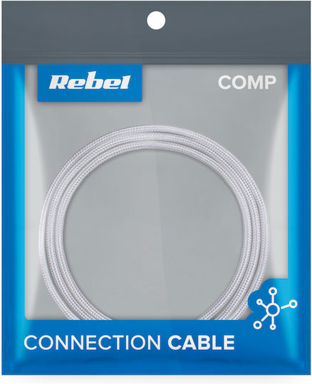 Rebel Плетена USB 2.0 до микро USB кабел Бял 0.5м (RB-6000-050-W) 1бр
