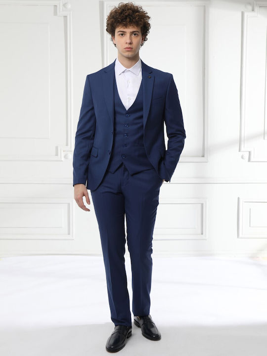 Tresor Men's Suit with Vest BLUE