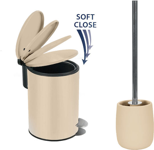 Kleine Wolke Eclipse Metallic Toilet Brush and Basket Set Soft Close 3lt Beige