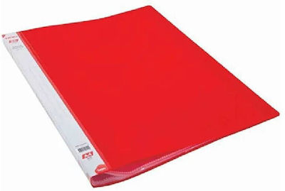 Clipboard Flexible with 20 plastic sleeves Slides for Paper A4 Red Νοκι 1pcs