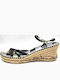 Roxy Xuwsl433 Jet Set Nikki Women's Espadrilles Leather Suede & Canvas Black Grey White