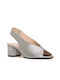 Anteos Leather Peep Toe Silver Medium Heels