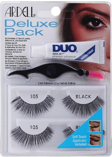 Ardell Deluxe Pack Изкуствени Мигли 105 Черни 2 Бройки с Лепило