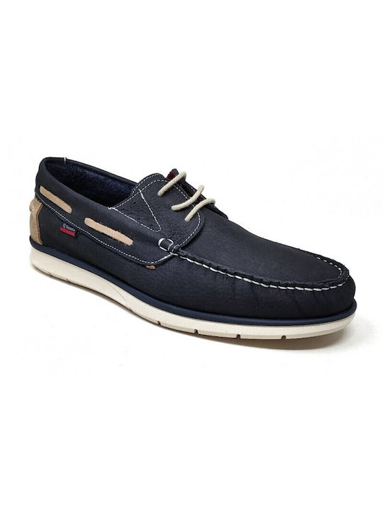 Dj.Santa Men's Leather Boat Shoes Blue