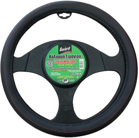 Guard Car Steering Wheel Cover with Diameter 37cm made of Leatherette Black with Black Stitching