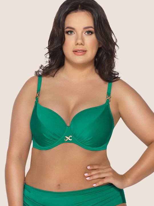 AVA Underwire Bikini Bra with Adjustable Straps Metallic green