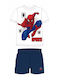 Spiderman Παιδική Πιτζάμα Καλοκαιρινή Λευκό/navy