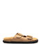 Leder Flache Sandalen für Damen in Braun Farbe