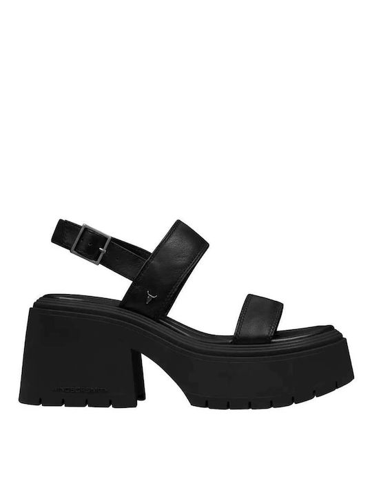 Windsor Smith Leather Women's Sandals Black with High Heel