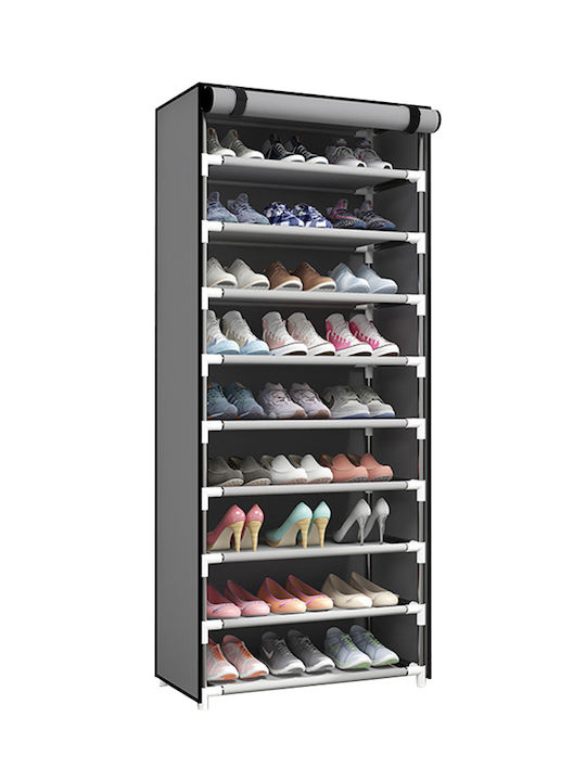 Fabric Shoe Organizer with 9 Shelves Gray 57x28x160cm